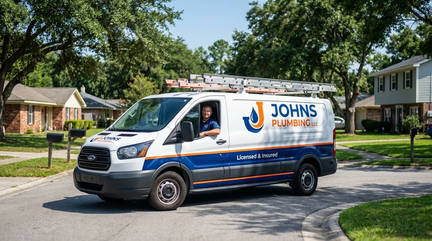 Johns Plumbing LLC service van in De Kalb, MS