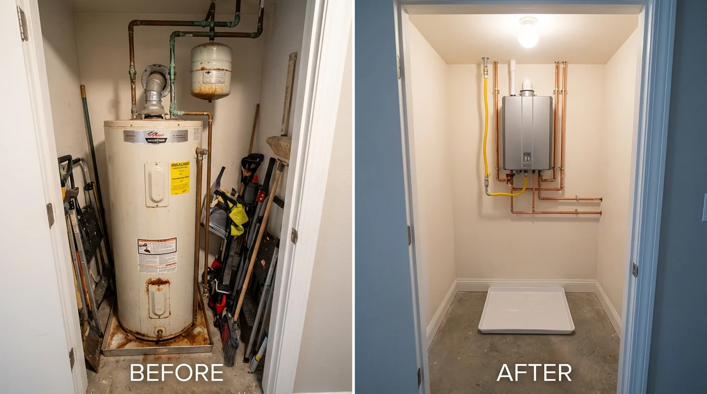 Tank water heater versus wall-mounted tankless unit comparison for De Kalb, MS homeowners